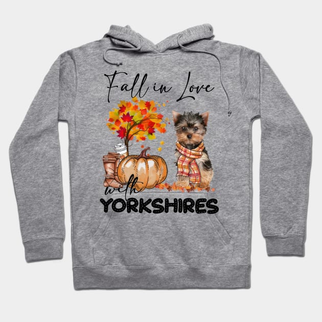 YorkShire Terrier Fall in  Love Scarf Hoodie by Los Draws